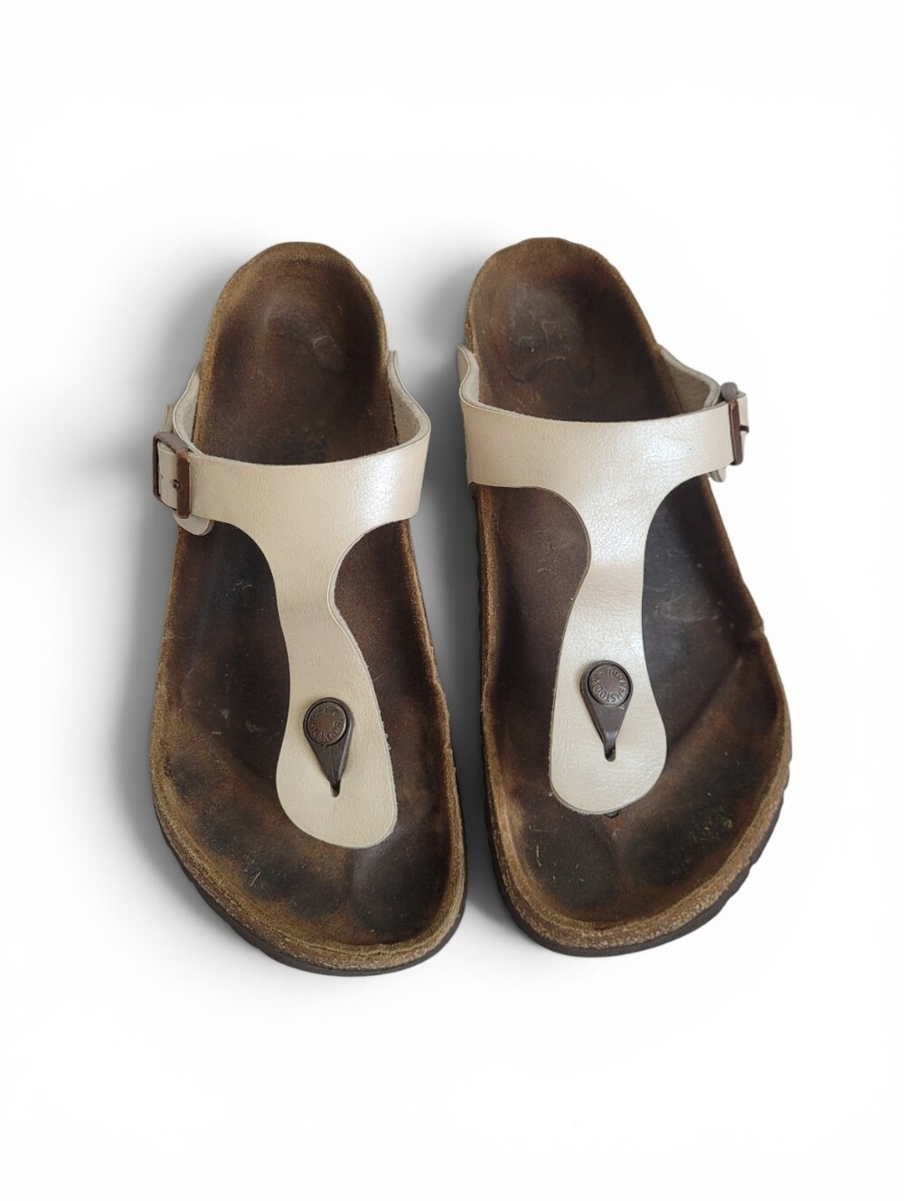 Birkenstock Gizeh Toe Post Sandals Birko-flor Pearl White 39 / 8 - 8.5